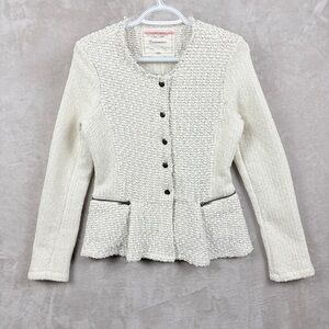 Anthropologie Cartonnier Cream Knit Blazer Women’s Size Medium